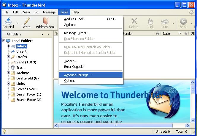 Add email account to Thunderbird