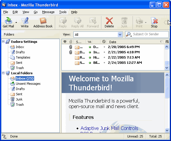 export Eudora to Thunderbird